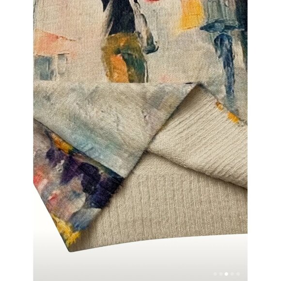 Artistic Multicolor Plus Size XL Crew Neck Pullover Sweater With Paris Street S - Picture 3 of 5